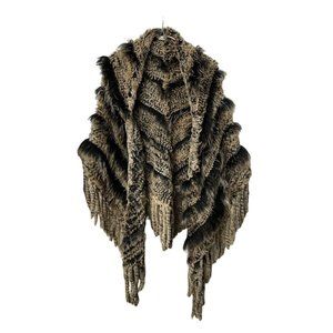 Rizal ~ Genuine Fox and Rabbit Fur Fringe Shawl ~ Made in France ~ Rare